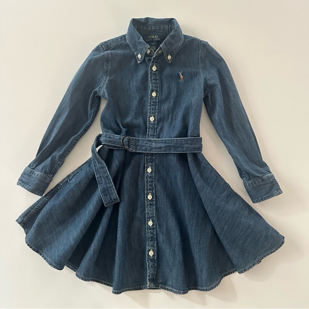 Polo Ralph Lauren 4T Toddler Girl Denim Belted Dress